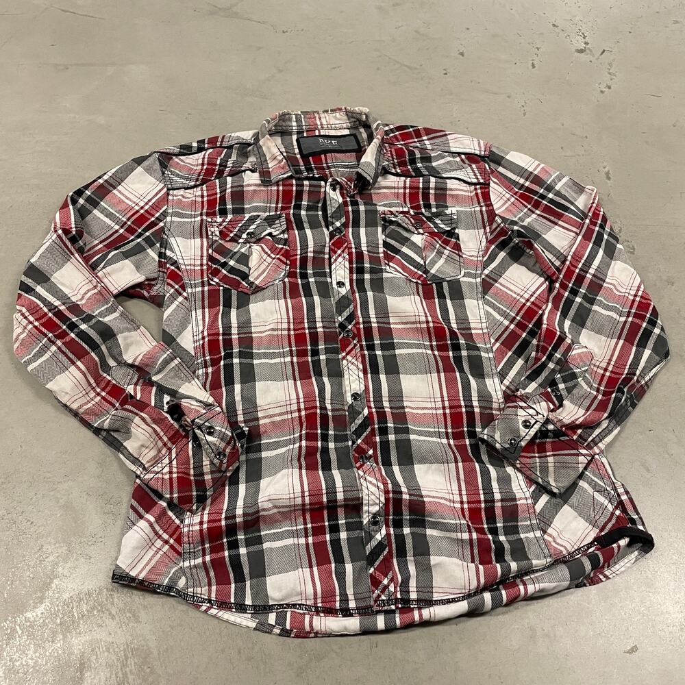 Y2K Bke flannel pearl snap button up western shirt